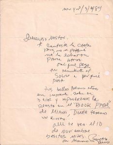 Una carta de Reinaldo Arenas dirigida a Néstor Dìaz de Villegas donde le anuncia la publicación de sus poemas | Rialta