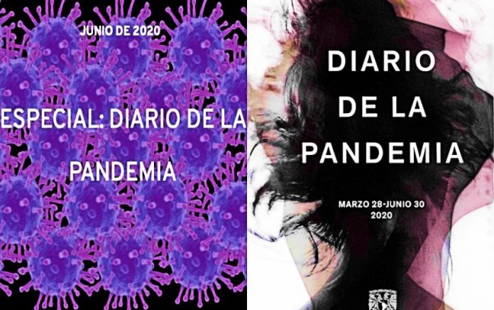 Portada de la edición especial ‘Diario de la pandemia’; ‘Revista de la Universidad de México‘, junio de 2020 / Portada del libro ‘Diario de la pandemia’; UNAM (DGPFE), 2020