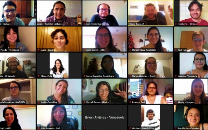 Sesión virtual de la Red LATAM de Jóvenes Periodistas / Imagen: Tomada de ʻDistintas Latitudes’