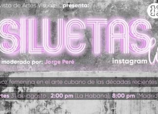 Detalle del cartel de la charla “Siluetas. La voz femenina en el arte cubano de las décadas recientes”