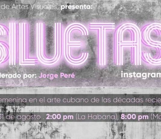 Detalle del cartel de la charla “Siluetas. La voz femenina en el arte cubano de las décadas recientes”