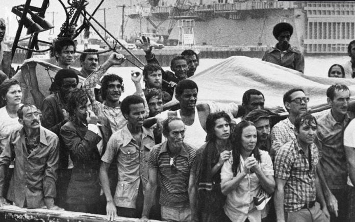 Emigrantes cubanos durante el éxodo del Mariel. THE NEW YORK TIMES