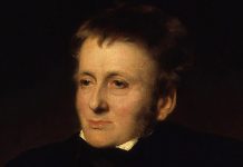 Detalle de un retrato de Thomas de Quincey, Sir John Watson-Gordon, c. 1845