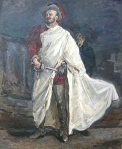Don Juan desenvainando la espada en Don Giovanni de Mozart, cuadro de Max Slevogt, Francisco d'Andrade como Don Giovanni, 1912