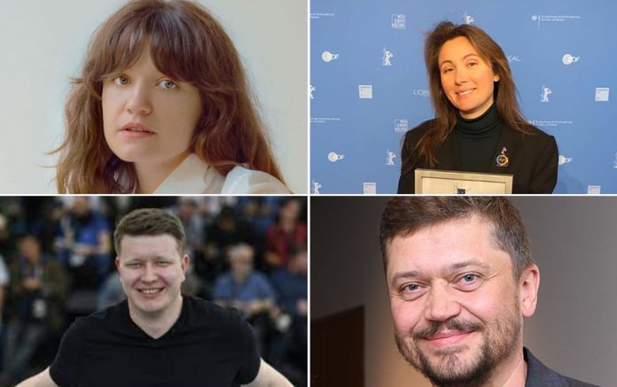 De izquierda a derecha, los cineastas ucranianos internacionalmente reconocidos Iryna Tsilyk, Maryna Er Gorbach, Nariman Aliev, Valentyn Vasyanovych.
