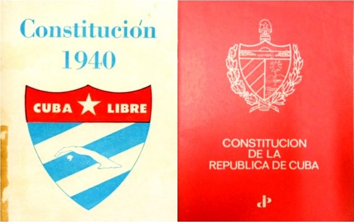 Portadas de las constituciones cubanas de 1940 y 1976