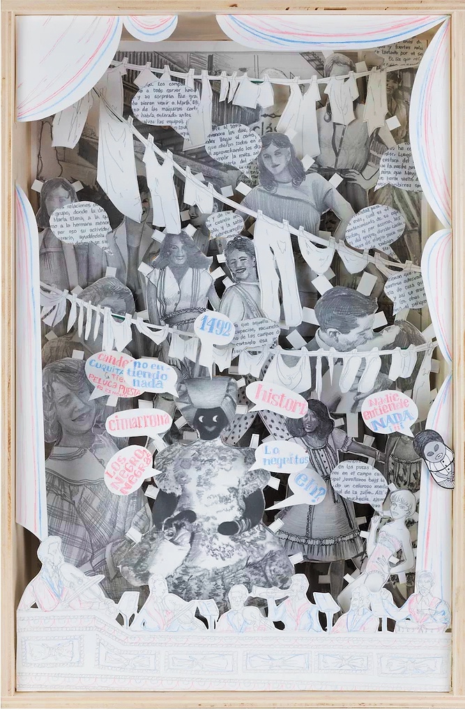 ‘Entendederas’ (2022; medios mixtos, 22.5” x 14.75” x 5”), exposición ‘Selected Pages’; Gertrudis Rivalta. Thomas Nickles Project, Nueva York (IMAGEN www.thomasnickles.com)