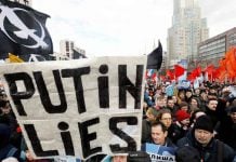 Una protesta en Rusia contra la invasión a Ucrania