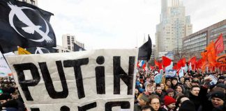 Una protesta en Rusia contra la invasión a Ucrania