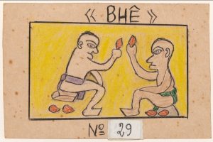 "«BHÊ» N° 29", serie ‘Alphabet Bété’ (1990); Frédéric Bruly Bouabré. Exposición ‘Frédéric Bruly Bouabré: World Unbound’; Museo de Arte Moderno de Nueva York (IMAGEN www.moma.org)