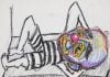 Luis Manuel Otero Alcántara, S/T, 2021. Tinta, grafito y crayola sobre papel, 18 x 24 cm. De la serie ‘Payasos’, realizada desde la cárcel. (Imagen: Sitio oficial de Luis Manuel Otero Alcántara)