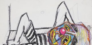 Luis Manuel Otero Alcántara, S/T, 2021. Tinta, grafito y crayola sobre papel, 18 x 24 cm. De la serie ‘Payasos’, realizada desde la cárcel. (Imagen: Sitio oficial de Luis Manuel Otero Alcántara)