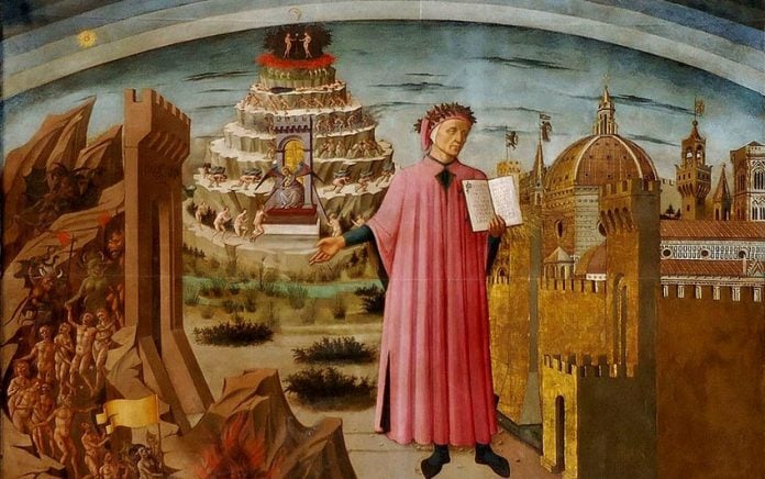 'Dante e il suo poema', fresco de Domenico di Michelinao en el Duomo di Firenze