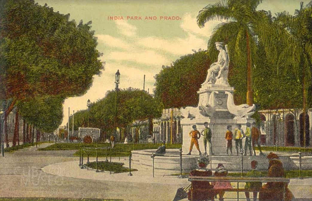 Fuente de la India y Paseo del Prado en 1915, postal, colección Cuba Museo