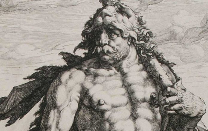 Detalle de ‘El gran Hércules’, 1589, por Hendrick Goltzius.