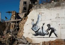Un grafiti de Banksy en Ucrania. Foto: El Español.