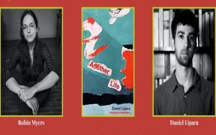Robin Myers y Daniel Lipara, traductora y autor, respectivamente, de ‘Another Life’ (IMAGEN Twitter / @LatAmLitToday)