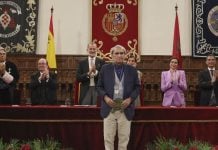 Rafael Cadenas durante la ceremonia de entrega del Premio Cervantes. Foto: Madridiario.