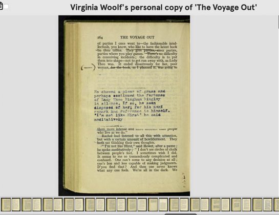 Intervenciones editoriales de Virginia Woolf sobre un ejemplar de la primera edición de su novela ‘The Voyage Out’ (1915); Fisher Library Rare Books Collection de la Universidad de Sídney, Australia (IMAGEN digital.library.sydney.edu.au)