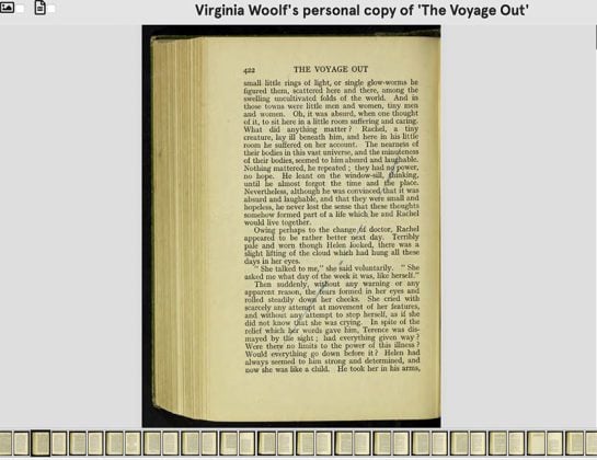 Intervenciones editoriales de Virginia Woolf sobre un ejemplar de la primera edición de su novela ‘The Voyage Out’ (1915); Fisher Library Rare Books Collection de la Universidad de Sídney, Australia (IMAGEN digital.library.sydney.edu.au)