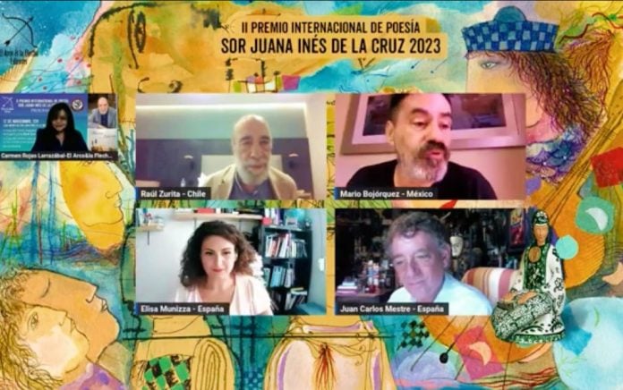 Sesión virtual de anuncio del II Premio Internacional de Poesía Sor Juana Inés de la Cruz (2023) (IMAGEN YouTube / ArtePoesía por la Paz)