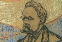 Detalle del retrato de Friederich Nietzsche por Edvard Munch, 1906