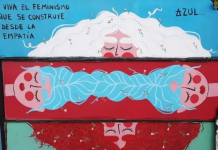 Detalle e un grafiti de Azul en el barrio Pocitos de La Habana.