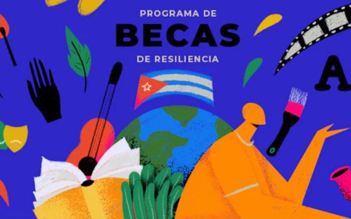 Cartel (detalle) del programa de becas de resilencia para artistas cubanos migrantes lanzado por Artist at Risk Connection y PEN International