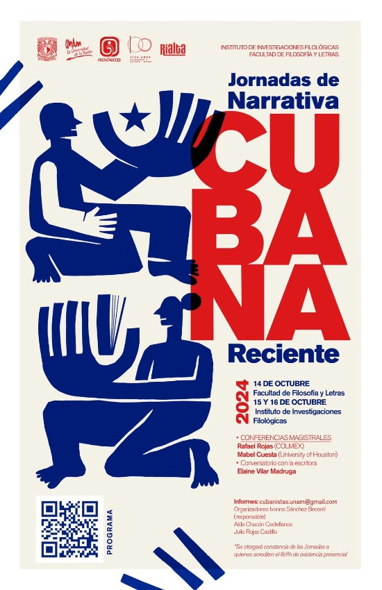Cartel de las “Jornadas de narrativa cubana reciente” en la UNAM (octubre de 2024)