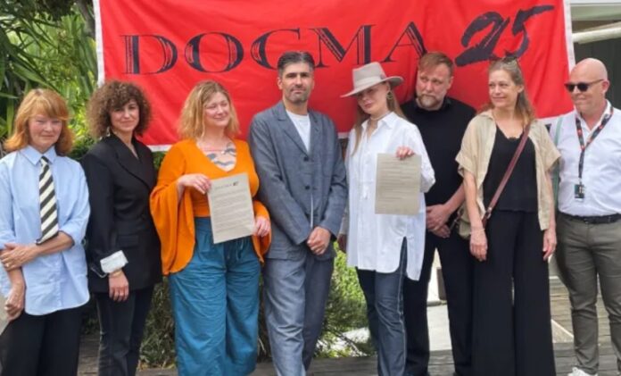 Los integrantes de Dogma 25 junto a miembros de TrustNordisk; Cannes 2025