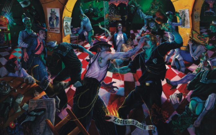 ‘Kill the Pachuco Bastard!’ (2001; óleo sobre lienzo); Vincent Valdez en ‘Just a Dream...’