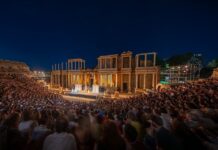 A punto de culminar un verano pleno de teatro clásico en Mérida, España Teatro Romano de Mérida durante una velada del Festival Internacional de Teatro Clásico