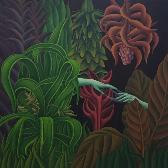 Dos manos izquierdas 2025 acrilico sobre lienzo 120 cm x 120 cm | Rialta