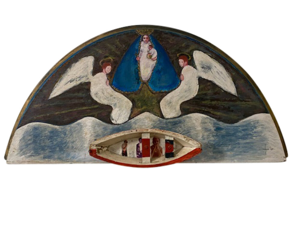 Selgas Virgen de la Caridad con tres marielitos 1987 | Rialta