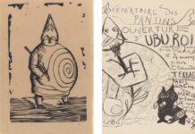 El rey Ubú y Alfred Jarry se exhiben en el Museo Picasso de Barcelona "Retrato auténtico del Señor Ubú" (1942; xilografía sobre papel); Alfred Jarry / "Partitura original de Repertoire des Patins: L’Ouverture d’Ubu roi" (París, 1898); Alfred Jarry, Claude Terrasse. En la exposición ‘Ubú pintor. Alfred Jarry y las artes’, Museo Picasso, Barcelona
