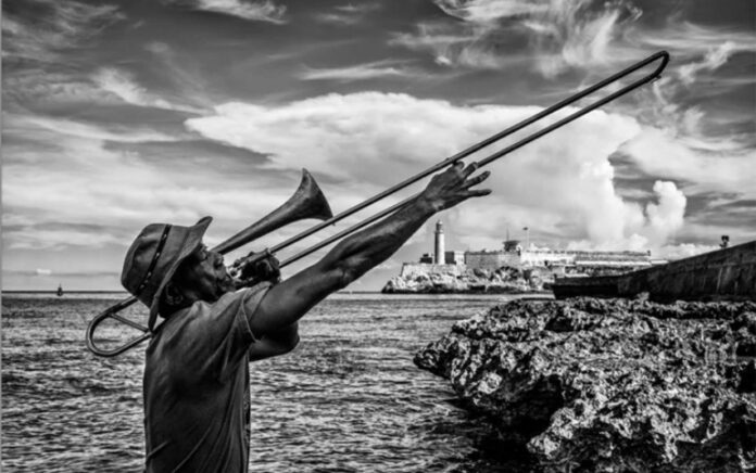 “El músico en el Malecón”, junio de 2013; Luis Casadevall