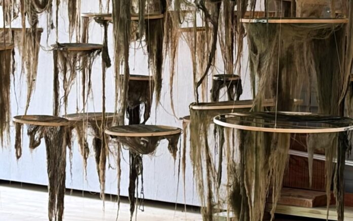 'Goteras sobre un pantano' (obra en proceso, mayo de 2026); Elizabet Cerviño. Forma parte de 'The Rhythm of Resilience', en HC Ybor City Gallery