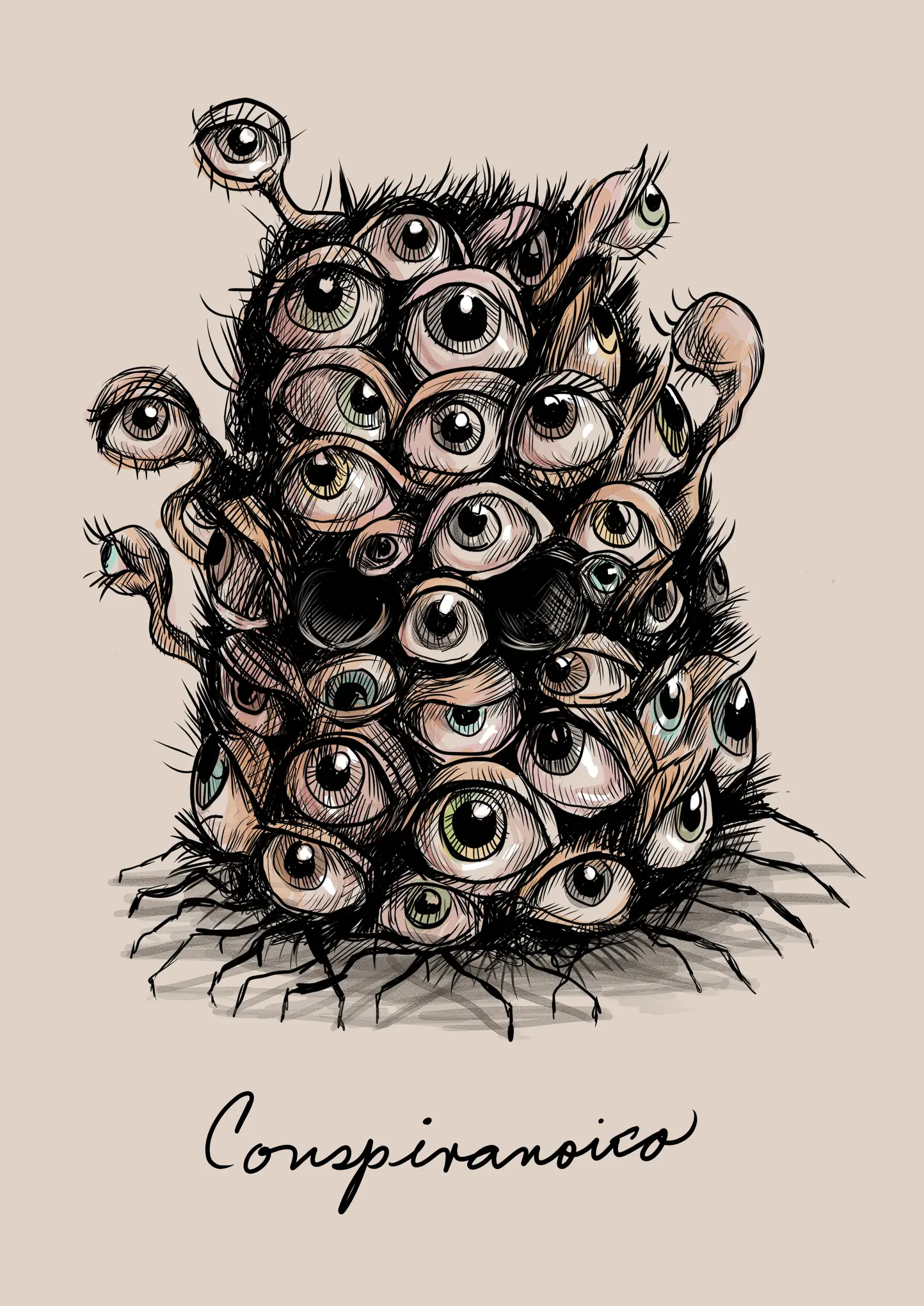 Conspiranoico, dibujo de Camila Lobón