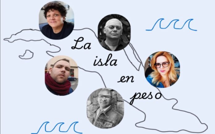 “La isla en peso. Cinco poetas cubanos a la mesa” en Tierra 56, Ciudad de México: Odette Alonso, Norge Espinosa, Liudmila Quincoses, Erian Peña y Yunier Riquenes