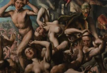 ‘Van Hemessen & Father’: inaugurada en Amberes, Bélgica, primera revisión expositiva del taller de Jan y Catharina van Hemessen Detalle de una pintura manierista con una multitud de figuras en tormento y un demonio cornudo, de la exposición sobre el taller de Jan y Catharina van Hemessen en Amberes.
